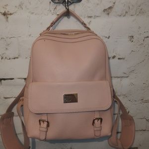 Blush Pink Leather Backpack.